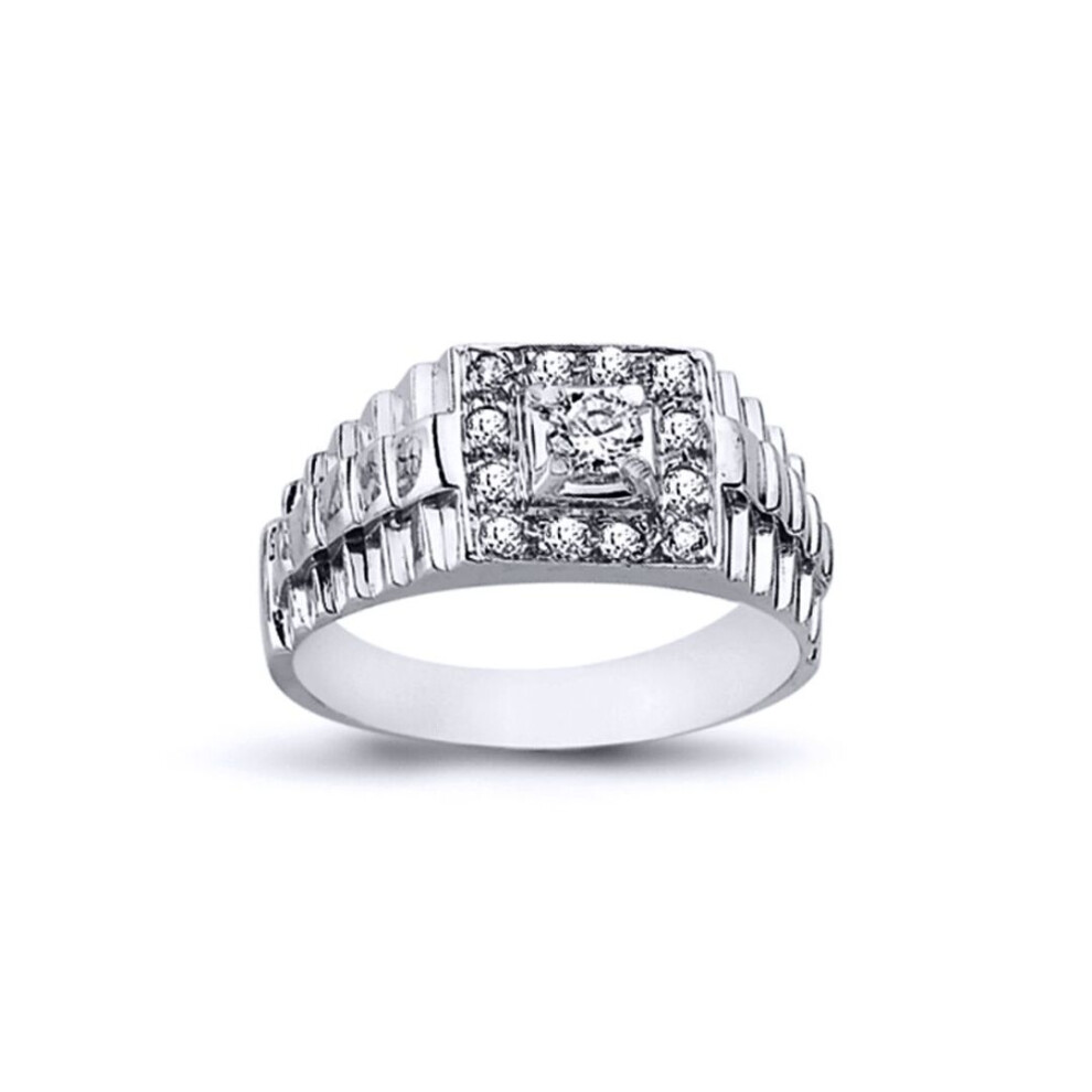 Jewelco London (Y) Mens Sterling Silver Round Cubic Zirconia Watch Style Cluster Solitaire Ring 4Mm 11Mm - Arn111