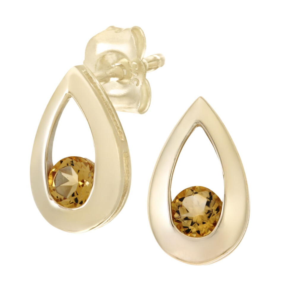 Jewelco London 9Ct Yellow Gold Round 1/4Ct Citrine Teardrop Drop Earrings - Pe0axl1804yct