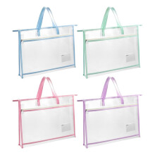 Paquete de 4 Bolsas de Malla Transparente Tamaño A3 para Proyectos de Costura con Cremallera y Asa para Acolchado, Tejido y Bordado