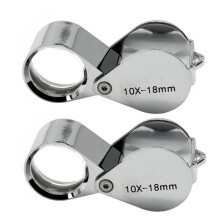 2PCS 10X 18mm Pocket Loupe Magnifier Jewelry Magnifying Glass Foldable Diamond Lupa Triplet Jewelers Eye Glass Tool