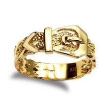 (R) Jewelco London Men's Solid 9ct Yellow Gold Single Buckle Ring - JRN016