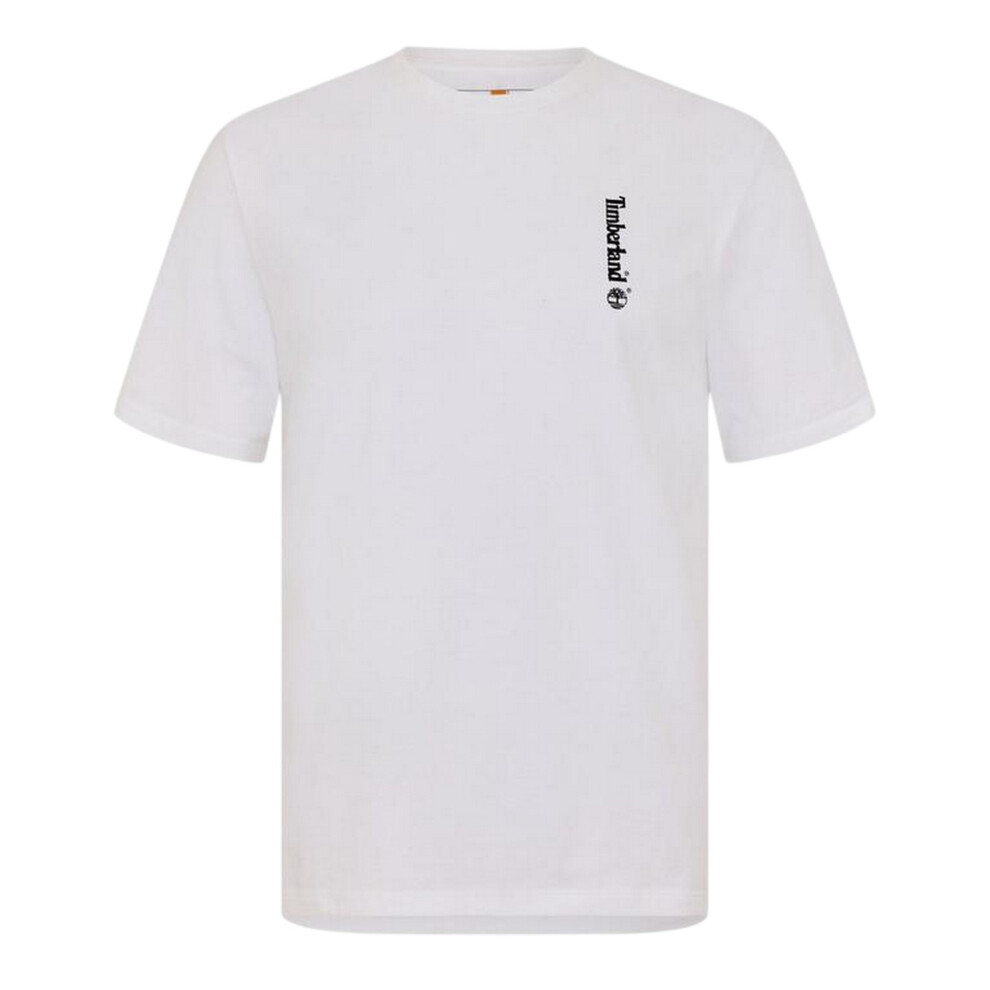 Timberland (L, White) Mens Logo Crew Neck Relaxed Fit T-Shirt