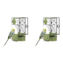 2X Automatischer Vogelfutterspender, Vogelkäfig-Futterspender mit Sitzstange, Multifunktionaler Halter für Obst und Gemüse für Sittiche
