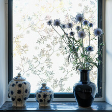 Film adhésif pour vitrage décoratif nacré aux motifs pivoines blanches 58x200 cm — brise vue fenetre