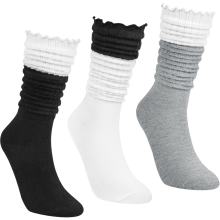 Chaussettes hautes pour femmes Slouch longues au style scrunch, universelles, lot de 3 paires — chaussettes coton femme