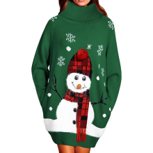 Vestido de Punto Oversize para Mujer Navideño Navidad Verde S — jersey largo mujer, ropa invierno casual