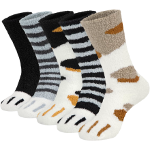 Chaussettes Polaires Pour Femme, Chaudes, Très Douces, Patounes de Chat, Taille Unique, Lot de 5 Paires