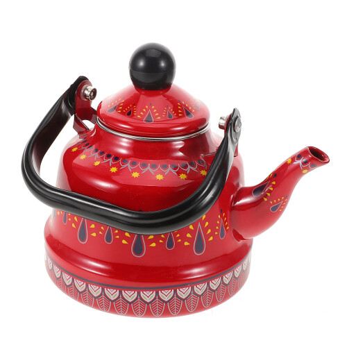 Roter Emaille Kaffeekessel Herdgeeignet Und Robust