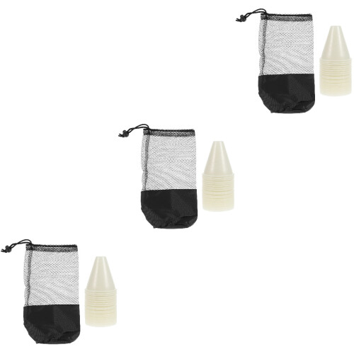 3Ensembles Cônes Blancs Pe Anti-Vent Pour Patinage