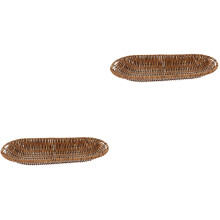 2Pièces Corbeille De Rangement Tissée Rotin Style Rustique Naturel