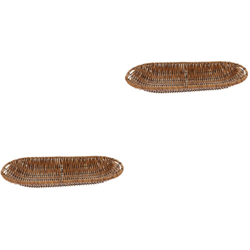 2Pièces Corbeille De Rangement Tissée Rotin Style Rustique Naturel