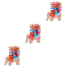 3Pièces Ensemble De Blocs En Bois Éléphant Couleurs Vives Jeu D'équilibre