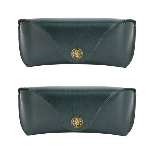 2Pièces Étui Rétro En PU Vert Et Pour Lunettes
