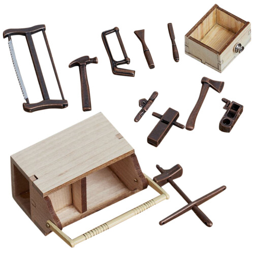 1Ensemble Meuble Outils Bois Métal Décor Maison Miniature