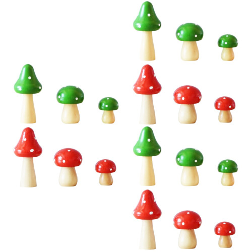 18Pièces Décorations Champignons Miniatures Bois Usage DIY Jardin