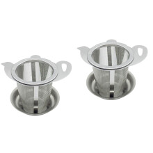 2Ensembles Passoires Infuseurs Acier Inoxydable Résistant Argent