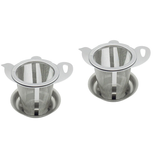 2Ensembles Passoires Infuseurs Acier Inoxydable Résistant Argent