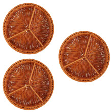 3Pièces Corbeille Tressée Multi-Compartiments Pour Fruits Snacks