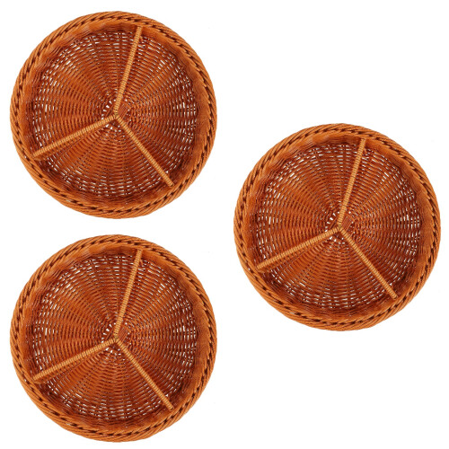 3Pièces Corbeille Tressée Multi-Compartiments Pour Fruits Snacks