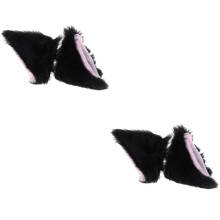 2Paires Adornements Oreilles Chat Peluche Pour Casque De Noir