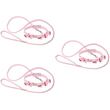 3Pièces Colliers Rose Avec Cloche Laisse