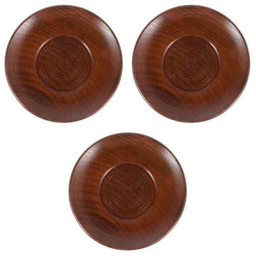 3Pièces Assiettes Snack Bois Pour Café Table
