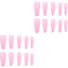 200Pièces Faux Ongles Roses Mat Longs Coffin