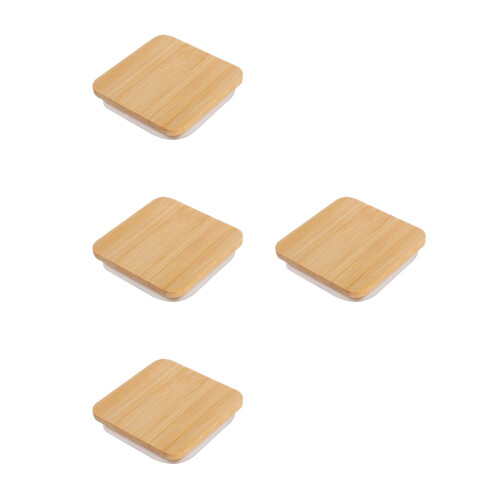 4Pièces Couvercles Bamboo Hermétiques Orange Pour Bocaux Pots