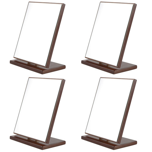 4Pièces Miroir Décoratif Bois Couleur Marron Clair Pour Coiffeuse