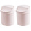 2Pièces Poubelles De Bureau Rose Couvercle En 1