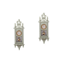 2Pièces Horloges À Mini Maison Alliage Zinc Bois Pour Décor