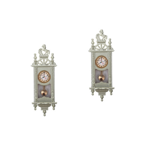 2Pièces Horloges À Mini Maison Alliage Zinc Bois Pour Décor