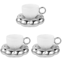 3Ensembles Mugs Décoratifs En Céramique Argenté Usage Maison