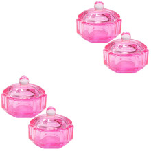 4Pièces Plat Nail Dappen En Verre Rose Accessoire Salon Ongle