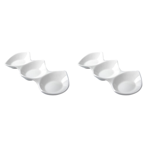 2Pièces Bols À Sauce Céramique 3 Compartiments Pour Condiments