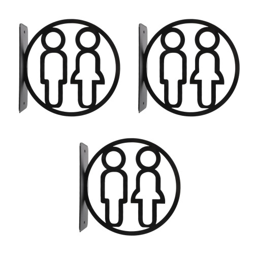 3Pièces Panneaux Wc Noir Pour Restaurant Porte