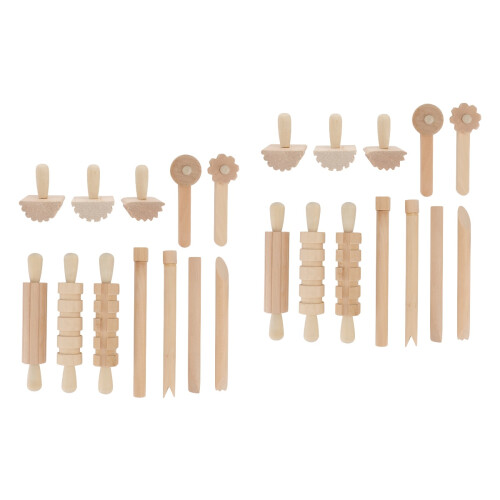 2Ensembles Outils Sculptures En Bois Beige Pour Argile