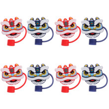 8St Herbruikbare Siliconen Rietjes Beschermkapjes Assorti Voor Feest