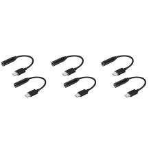 6Pièces Adaptateur Jack Audio 3.5mm USB-C Noir Pour Smartphones