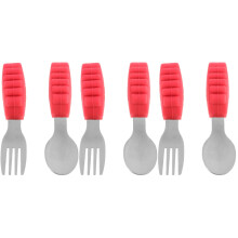 3Ensembles Couverts Entraînement Bébé Silicone Rouge Acier