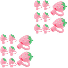 16Pièces Protège Embouts Pailles Rouge Silicone Cute Résistant