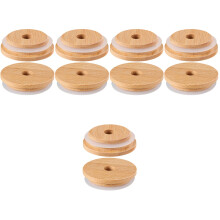10Pièces Couvercles Mug Étanches Bambou Silicone Pour Bouteilles