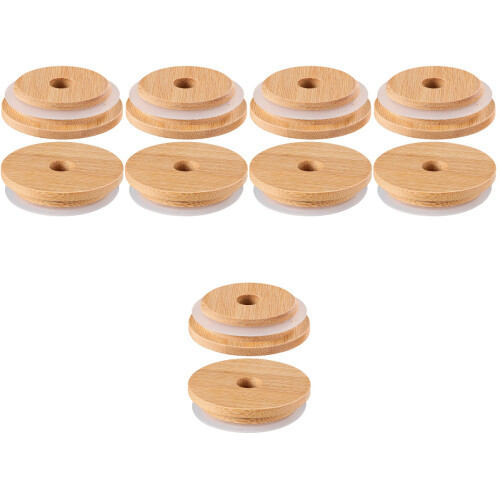 10Pièces Couvercles Mug Étanches Bambou Silicone Pour Bouteilles
