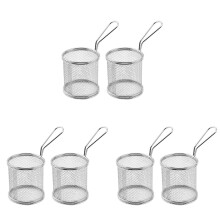 6Pièces Panier Friture Portable Acier Inoxydable Argent Pour Maison