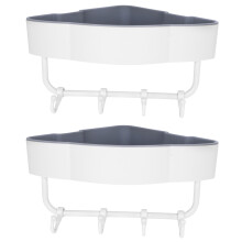 2Pièces Étagère D'angle Perçage En PP Pour Salle De Bain