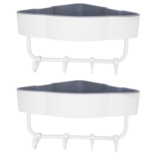 2Pièces Étagère D'angle Perçage En PP Pour Salle De Bain