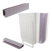 1Poubelle De Cuisine Suspendue Pliable Grise Facile À Ranger Solide
