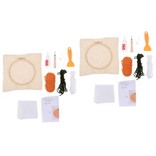 2Ensembles Kit Broderie Punch Needle Avec Cadre En Bois Pour Débutants