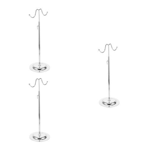 3Pièces Support À Métal Argenté Double Crochets, Hauteur Réglable 1