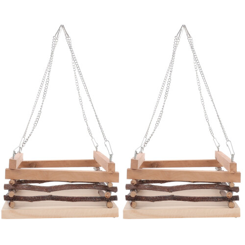 2Pièces Suspendu En Bois Marron Pour Hamsters